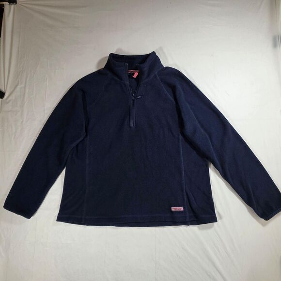 Vineyard Vines Other - Vineyard Vines Fleece Pullover Women's XL Blue 1/4 Zip Mock Neck Sweater Casual